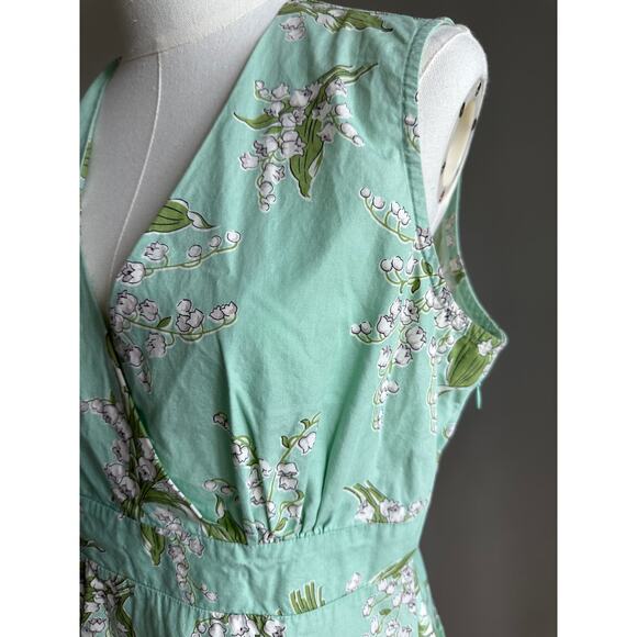 VTG 90s Cotton Peplum Mint Green Blouse Size L-10 Floral Print Retro Cottagecore - Picture 4 of 8